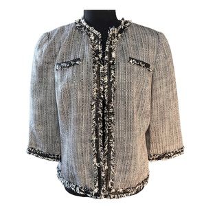 Coldwater Creek Neutral Fringe Trim Jacket Size 12P